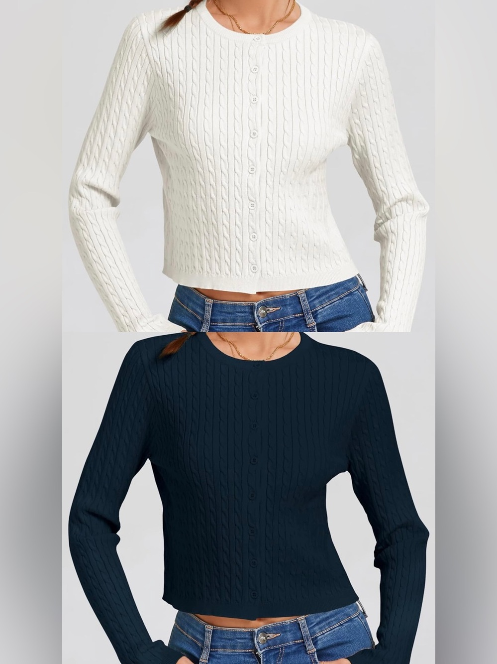 Two Cardigans - White and Navy
